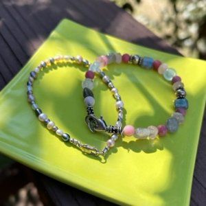 VTG 925 Silver Bracelets with Beads and Pearls – 2 LOT
